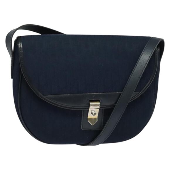 DIOR Trotter Canvas Shoulder Bag Navy Gold - Picture 1 of 12
